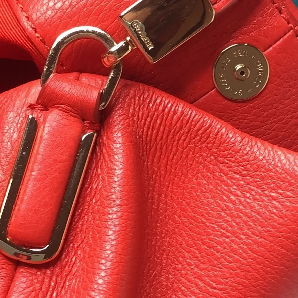 COACH Madison Phoebe Tumbled Cardinal Red Leather 3 Section Shoulder Bag NWT